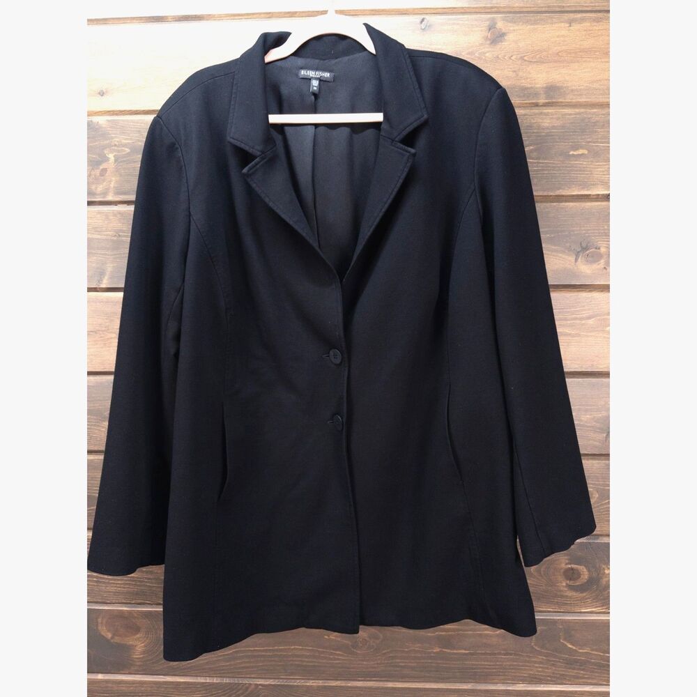 Eileen Fisher Woman Blazer Black 3X Stretch Plus Size Career Workwear Travel